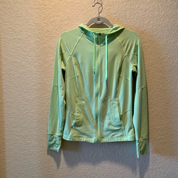 Lucy Jackets & Blazers - Lucy, lime hooded zip front workout jacket, size M
